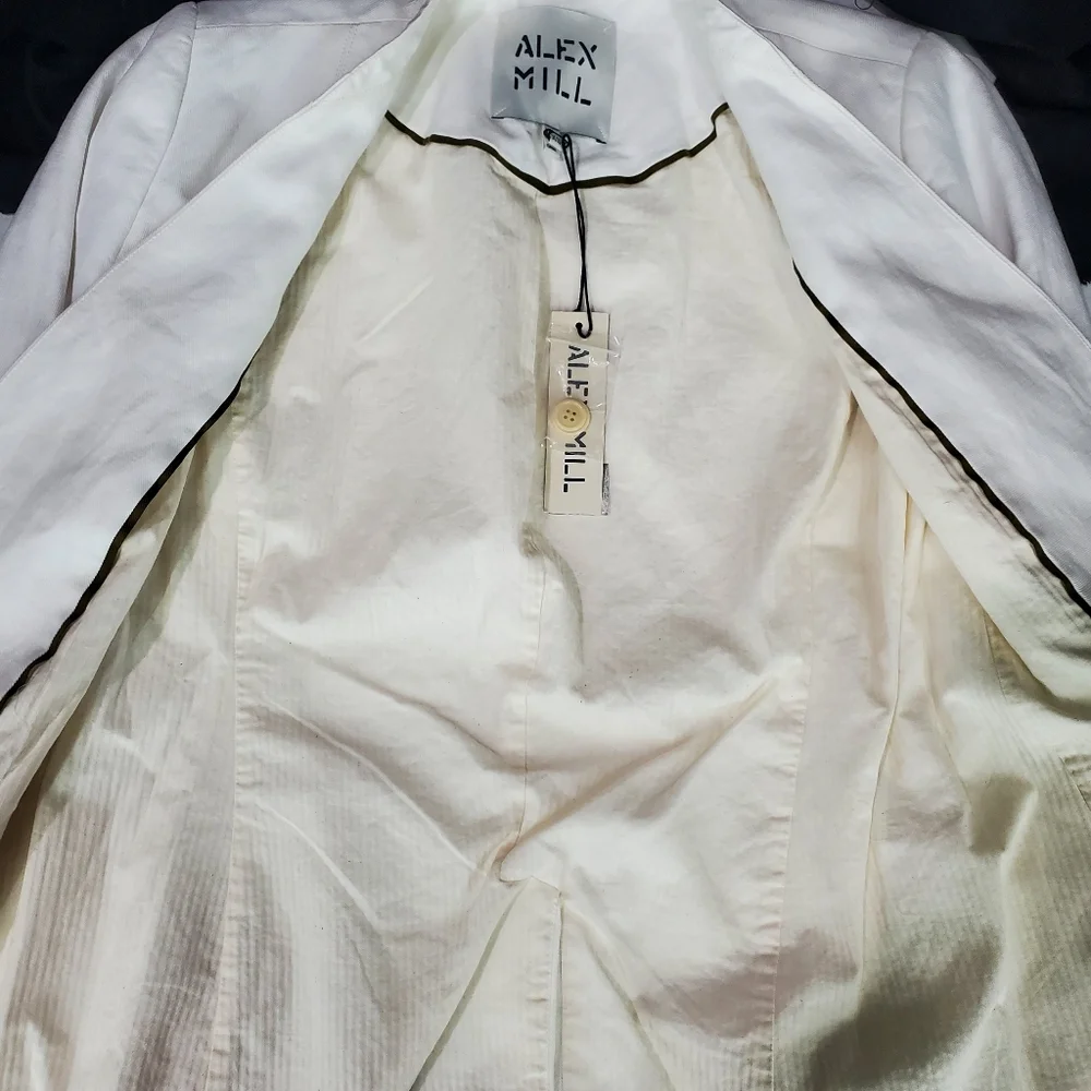NEW ALEX MILL women's janine twill blazer in ecru linen Size XS